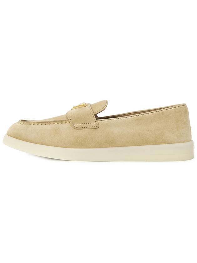 Triangle Logo Suede Leather Loafers Beige - PRADA - BALAAN 4