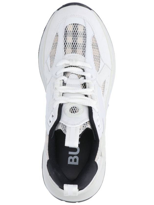 Logo Print Leather Suede and Check Mesh Sneakers Archive Beige White - BURBERRY - BALAAN 6