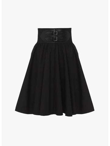 Stretch Belt A-Line Skirt Black - ALAIA - BALAAN 1