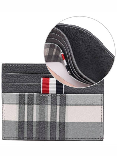 4-Bar Madras Pebble Grain Leather Card Wallet - THOM BROWNE - BALAAN 2