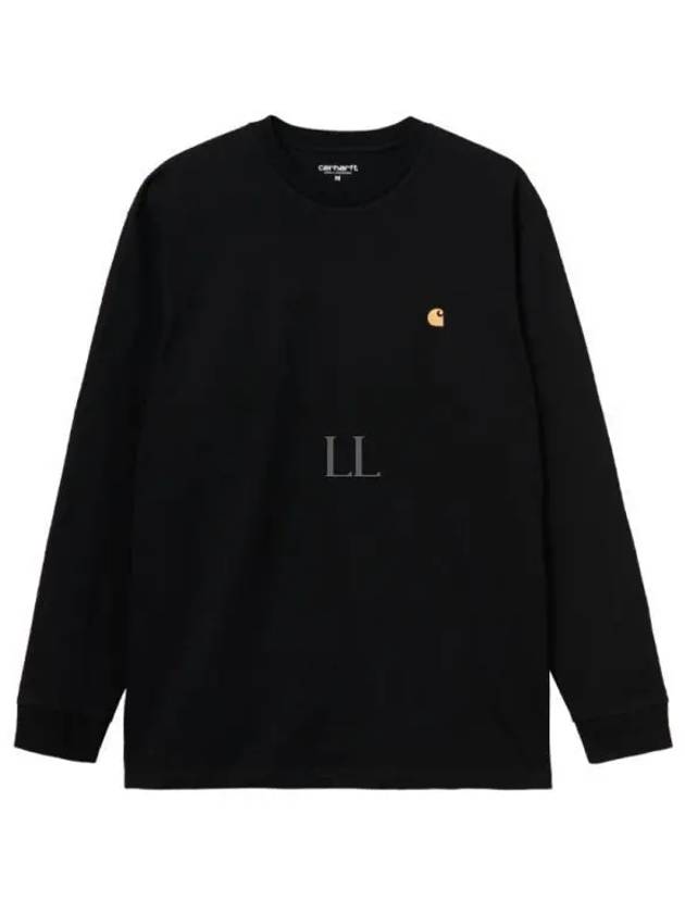 Men's Chase Mini Embroid Logo Long Sleeve T-Shirt Black - CARHARTT WIP - BALAAN 2