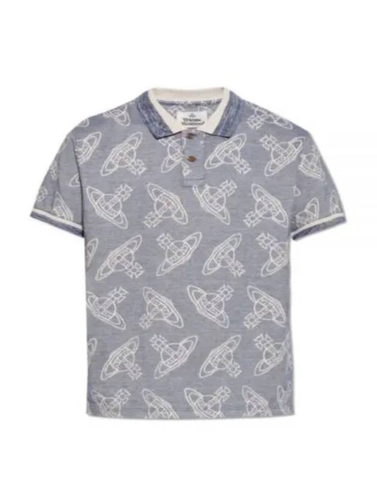 Classic All Over Logo Short Sleeve Cotton Polo Shirt Blue - VIVIENNE WESTWOOD - BALAAN 2