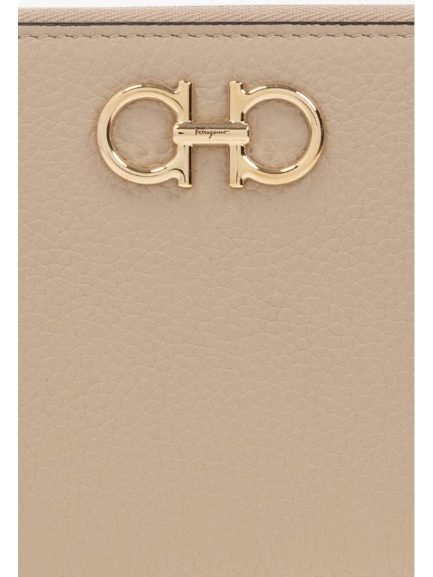 FERRAGAMO Leather Wallet With Logo, Women's, Beige - SALVATORE FERRAGAMO - BALAAN 5