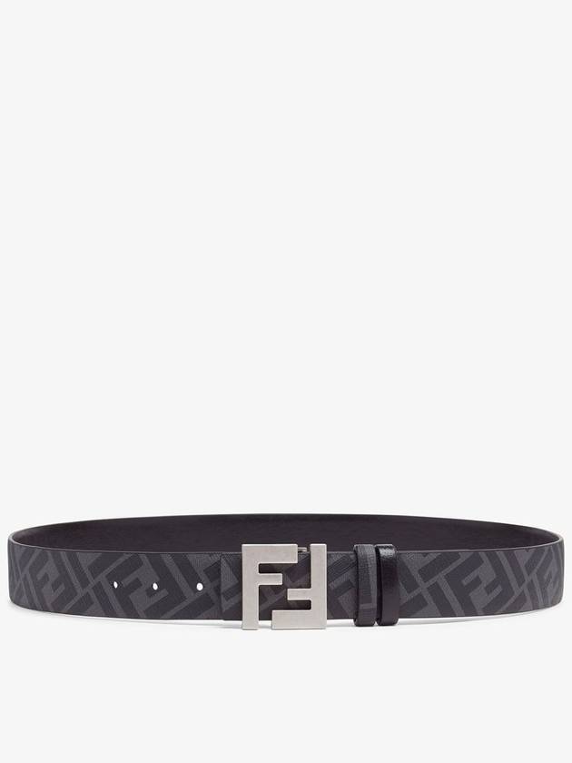 FF Square Buckle Reversible Leather Canvas Belt Black - FENDI - BALAAN 4