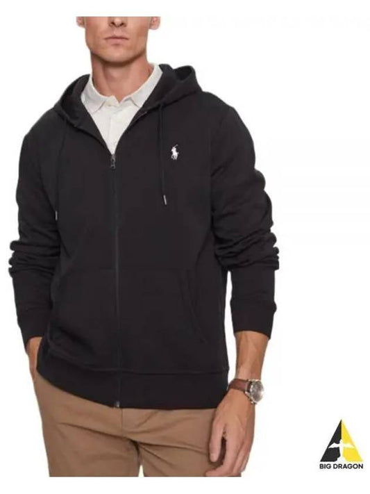 Embroidered Logo Zip Up Hoodie Black - POLO RALPH LAUREN - BALAAN 2