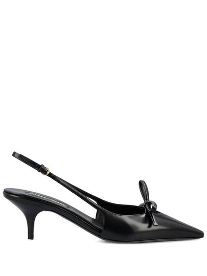 Bow Detail Leather Slingback Heels Black - MIU MIU - BALAAN 2