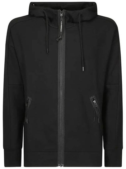 Diagonal Raised Fleece Goggle Zip-Up Hoodie Black - CP COMPANY - BALAAN 2