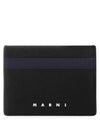 Bicolor Leather Card Wallet Black - MARNI - BALAAN 1