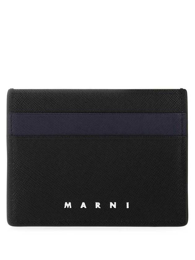 Bicolor Leather Card Wallet Black - MARNI - BALAAN 1