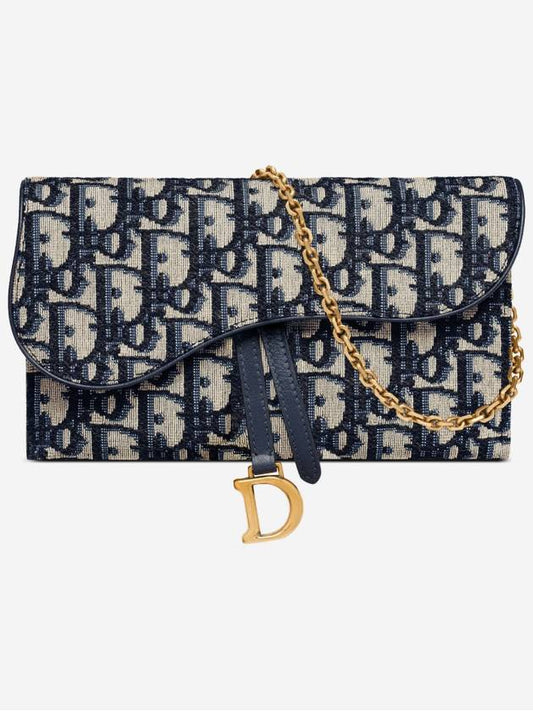 Oblique Saddle Chain Cross Long Wallet Blue - DIOR - BALAAN 2