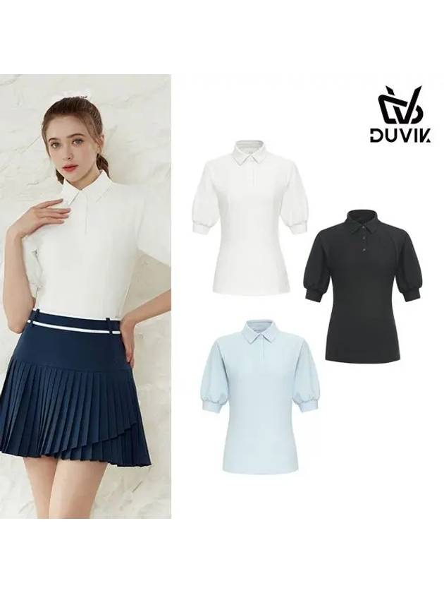 Puff Sleeve Slim Fit Y Collar T-Shirt DE2WTS122BK - DUVIK - BALAAN 2