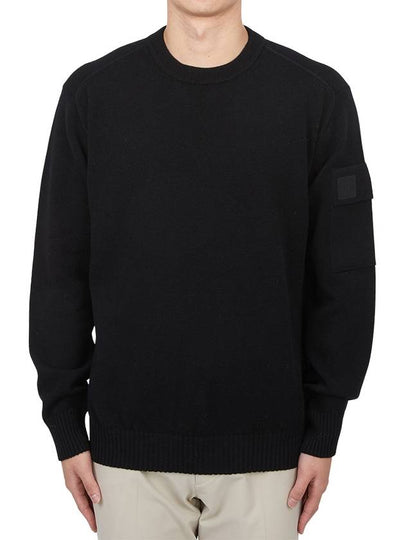 Merino Wool Crew Neck Knit Top Black - CP COMPANY - BALAAN 2