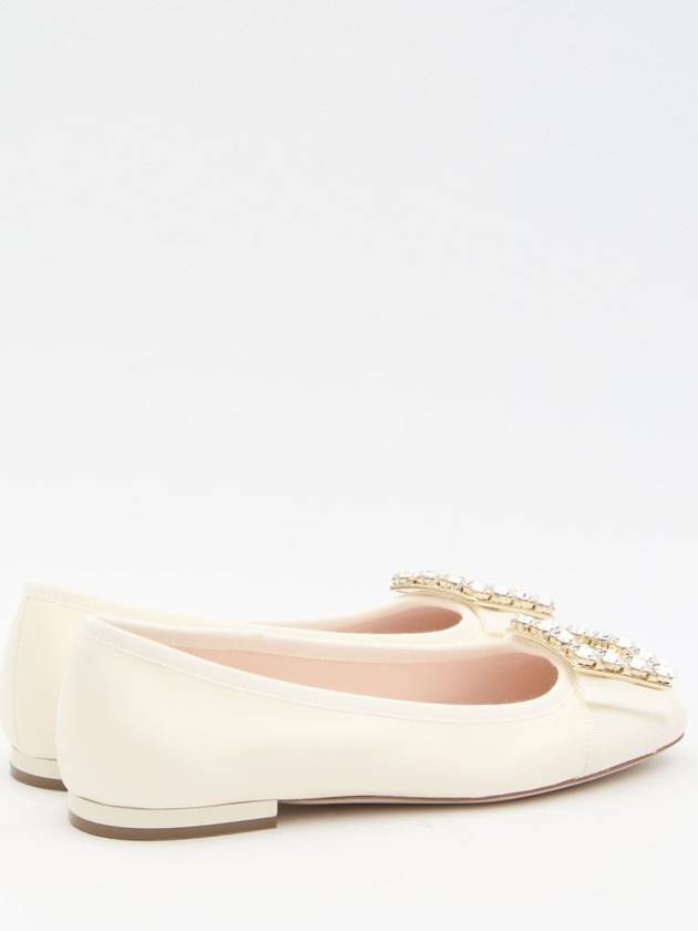 Très Vivier Crystal Buckle Flat Off White - ROGER VIVIER - BALAAN 4