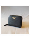 Metal Logo Saffiano Coin Card Wallet Black - PRADA - BALAAN 6