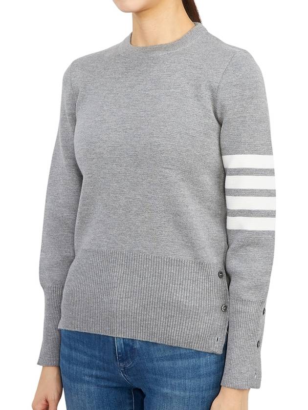 4-Bar Milano Stitch Crew Neck Knit Top Light Grey - THOM BROWNE - BALAAN 3