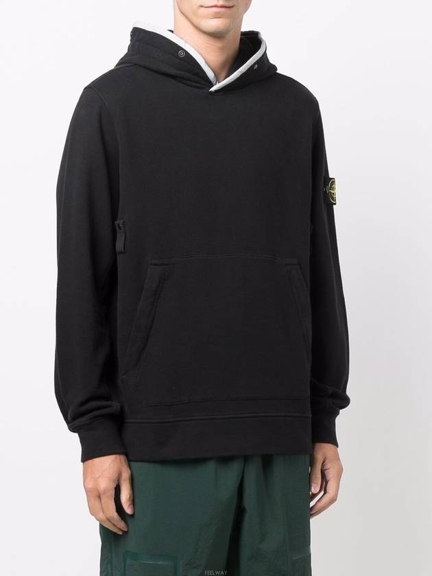 Wappen Patch Cotton Hoodie Black - STONE ISLAND - BALAAN 4