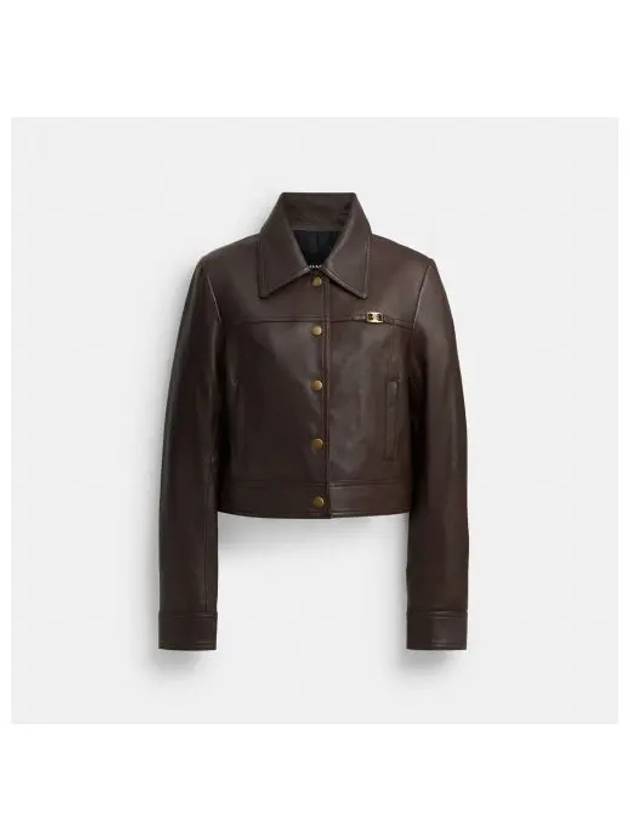 Heritage C Snap Front Shrunken Jacket Brown - COACH - BALAAN 2