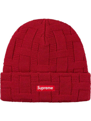 Basket Weave Beanie Cardinal BASKET WEAVE BEANIE - SUPREME - BALAAN 1