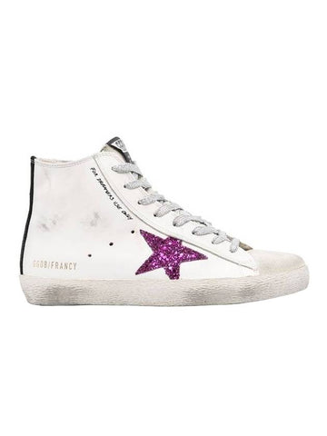 Francy Leather High Top Sneakers Purple White - GOLDEN GOOSE - BALAAN 1