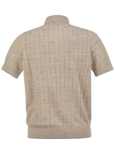 Linen and cotton knit polo shirt with contrasting detail - BRUNELLO CUCINELLI - BALAAN 2