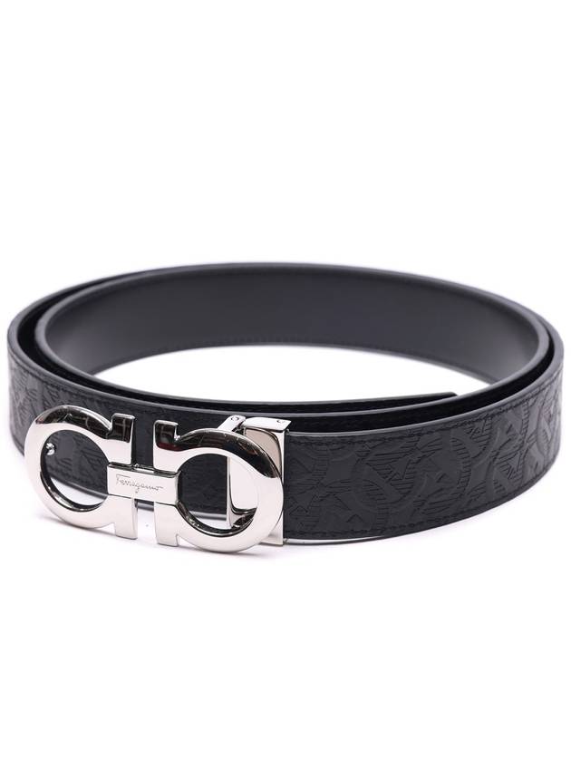 Gancini Reversible Adjustable Leather Belt Black - SALVATORE FERRAGAMO - BALAAN 4