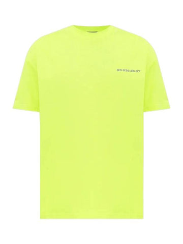 Number Printing Short Sleeve T-Shirt Fluo Yellow - VETEMENTS - BALAAN 1