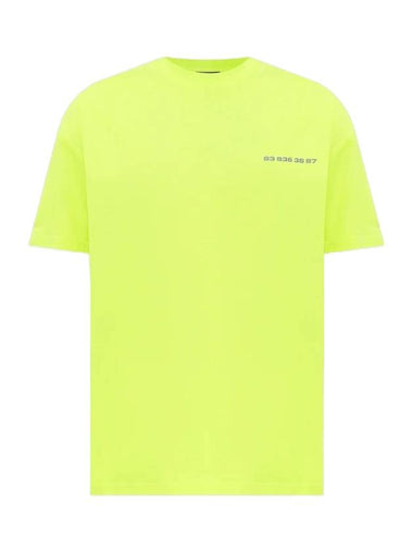 Number Printing Short Sleeve T-Shirt Fluo Yellow - VETEMENTS - BALAAN 1