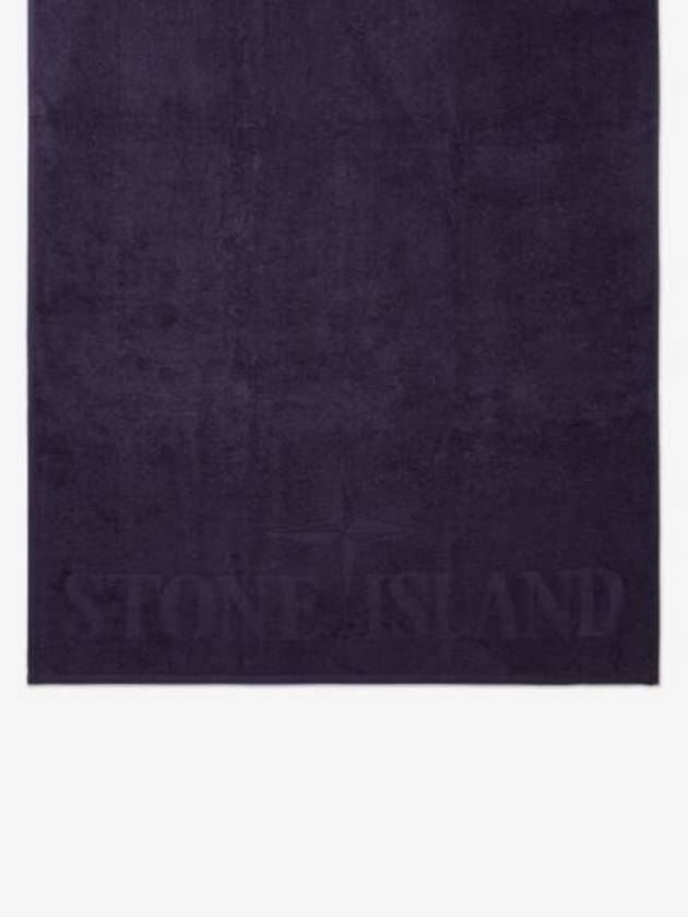 Cotton Terry Logo Beach Towel Purple - STONE ISLAND - BALAAN 4