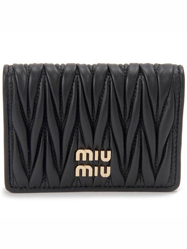 Matelasse Nappa Leather Card Wallet Black - MIU MIU - BALAAN 2