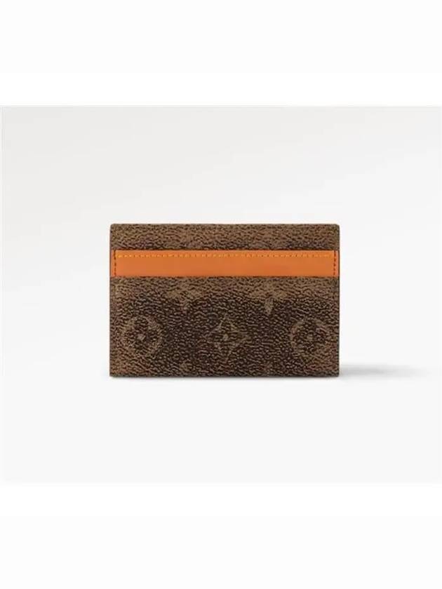 Double Monogram Dust Coated Canvas Card Wallet Brown - LOUIS VUITTON - BALAAN 4