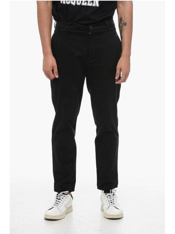 Side Stitch Detail Cotton Straight Pants Black - MONCLER - BALAAN 1