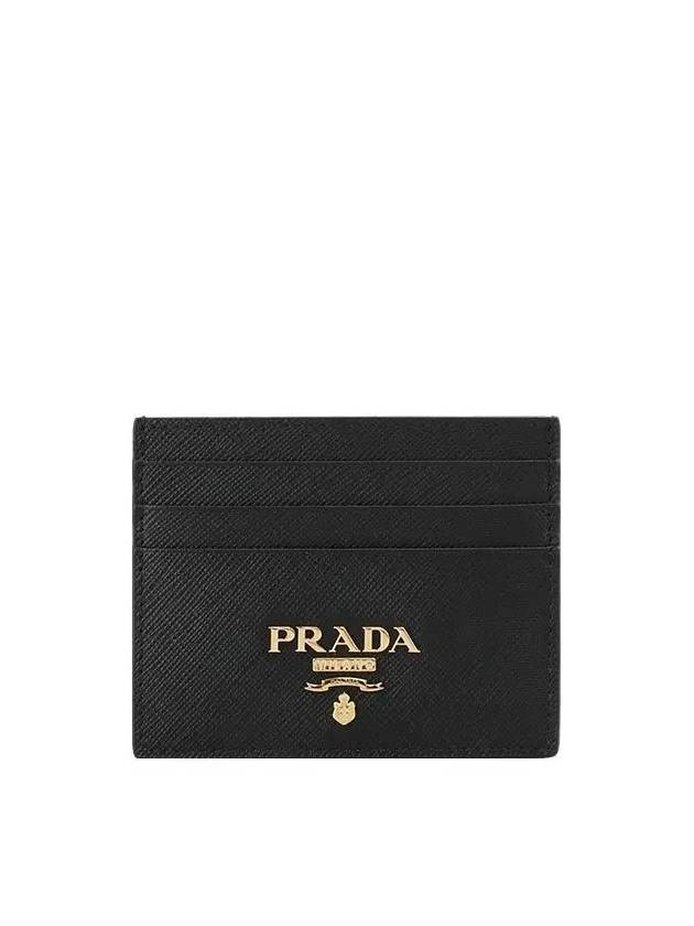 Metal Logo Saffiano Card Wallet Black - PRADA - BALAAN 3