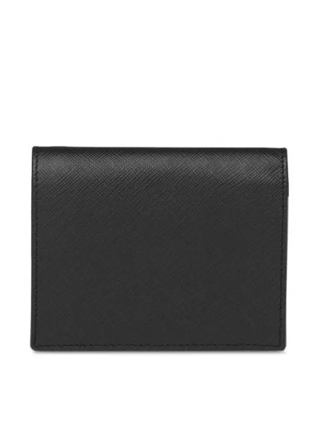 Gold Hardware Triangle Logo Saffiano Half Wallet Black - PRADA - BALAAN 4