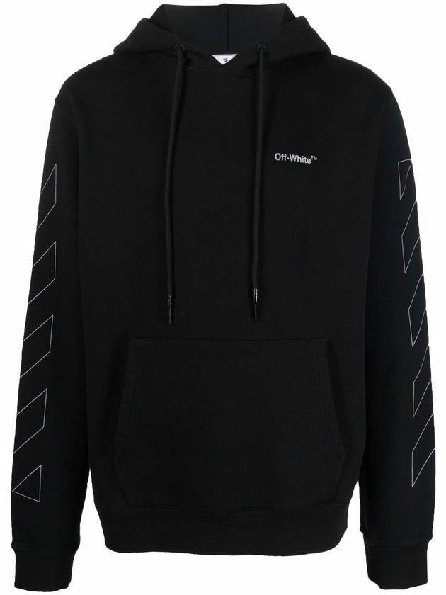 Men's Diag Outline Slim Hoodie Black - OFF WHITE - BALAAN.