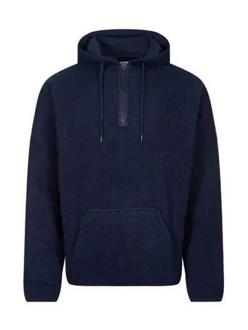 Universal Works BEACH HOODY Navy 27721 Fleece Hoodie - UNIVERSAL WORKS - BALAAN 1