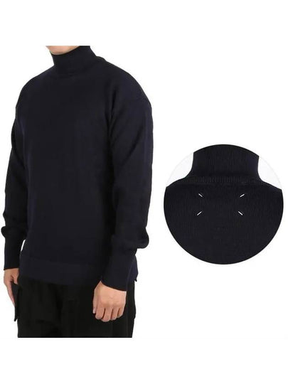 Signature Stitch Elbow Patch Wool Turtleneck Navy - MAISON MARGIELA - BALAAN 2