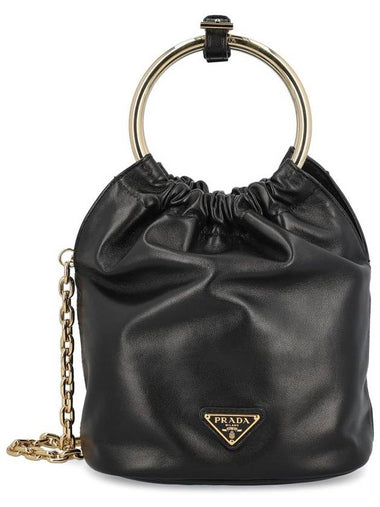 Mini Nappa Leather Bucket Bag Black - PRADA - BALAAN 1