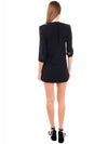 Georgette Jewel Decoration Opake Black Silk Jacket Style OnePiece Dress Size S - SAINT LAURENT - BALAAN 5