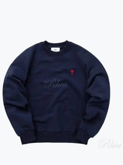 Heart Logo Organic Cotton Sweatshirt Navy - AMI - BALAAN 2