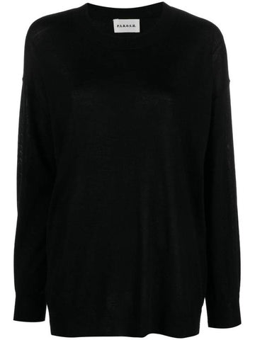 Black Relaxed Sweater With Ribbed Knit In Wool And Silk Woman - P.A.R.O.S.H. - BALAAN 1