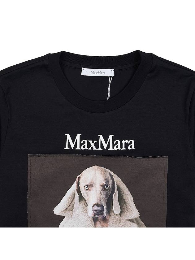 Print Cotton Short Sleeve T-Shirt Black - MAX MARA - BALAAN 4