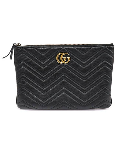 525541 Black Matelasse Chevron GG Marmont Pouch Clutch - GUCCI - BALAAN 1