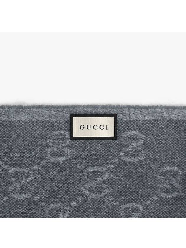 GG Web Wool Muffler Gray - GUCCI - BALAAN 4