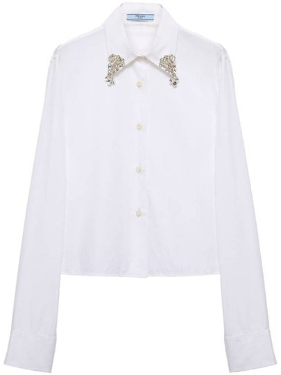 Embroidered Poplin Shirt White - PRADA - BALAAN 2