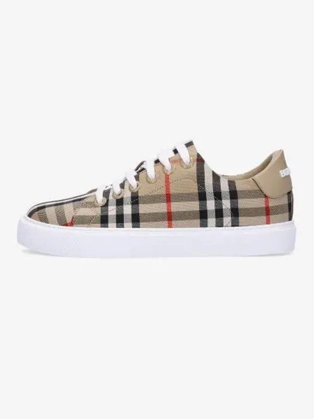 Vintage Check and Leather Sneakers Archive Beige - BURBERRY - BALAAN 2