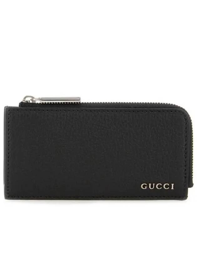 Men's Logo Leather Card Wallet Black - GUCCI - BALAAN 2