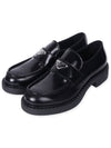 Chocolate Brushed Leather Loafers Black - PRADA - BALAAN 5