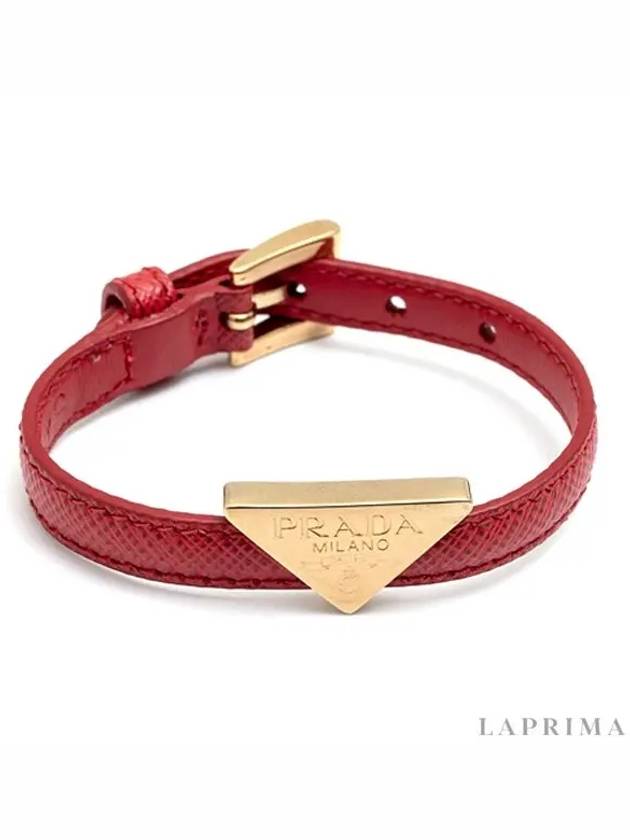 gold triangle logo saffiano bracelet red - PRADA - BALAAN.