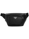 Men's Reclamed Leather Eagle Putty Belt Bag Black - EMPORIO ARMANI - BALAAN 2