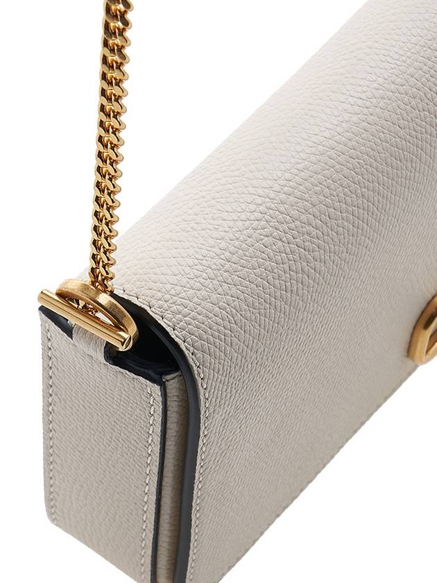 V Logo Signature Leather Chain Shoulder Bag Ivory - VALENTINO - BALAAN 9